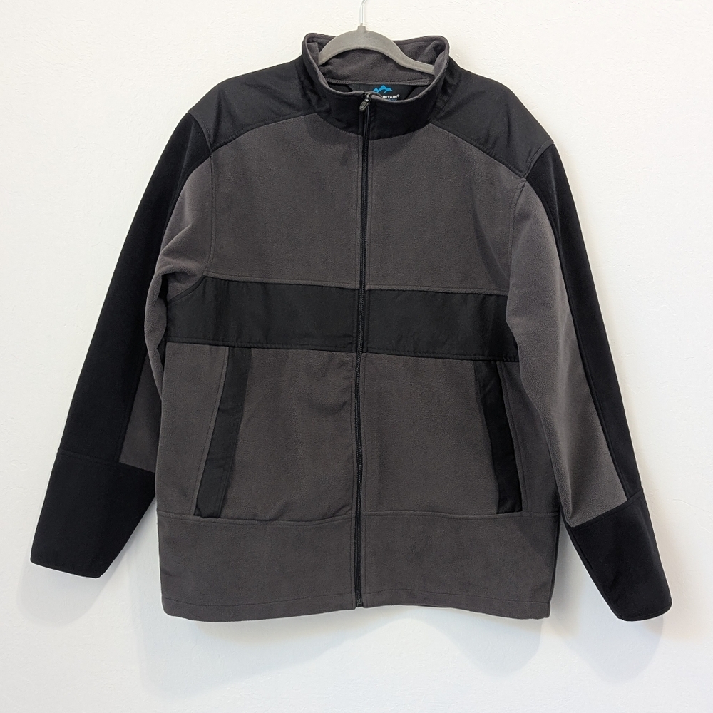 Tri Mountain Men's Black Gray Outdoor Fleece Jacket Size Large